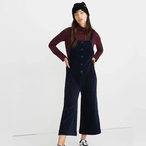 Texture And Thread Madewell Blue Retro Wide Leg Corduroy Overalls Size XS C5